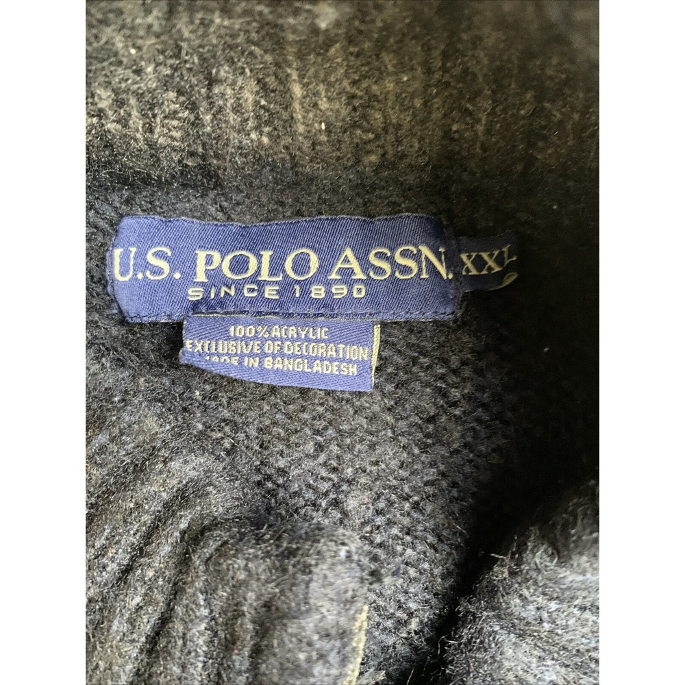 U.S. Polo Assn. Sweater Men's Size‎ XXL Zip Pullover Blue Grey White Striped - Picture 2 of 9